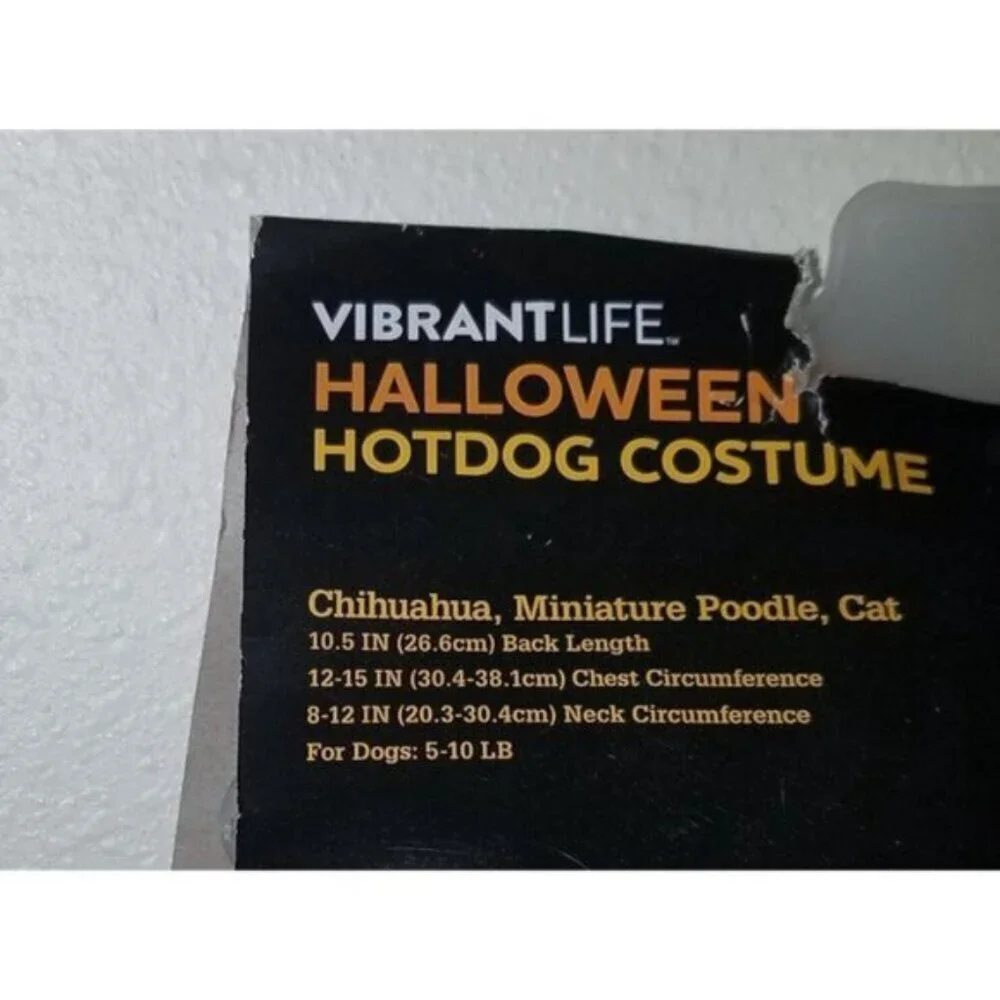 NEW Hot Dog Costume 1-Pc Pet Size XS Cat Dog (5-10 lbs) Halloween Vibrant Life